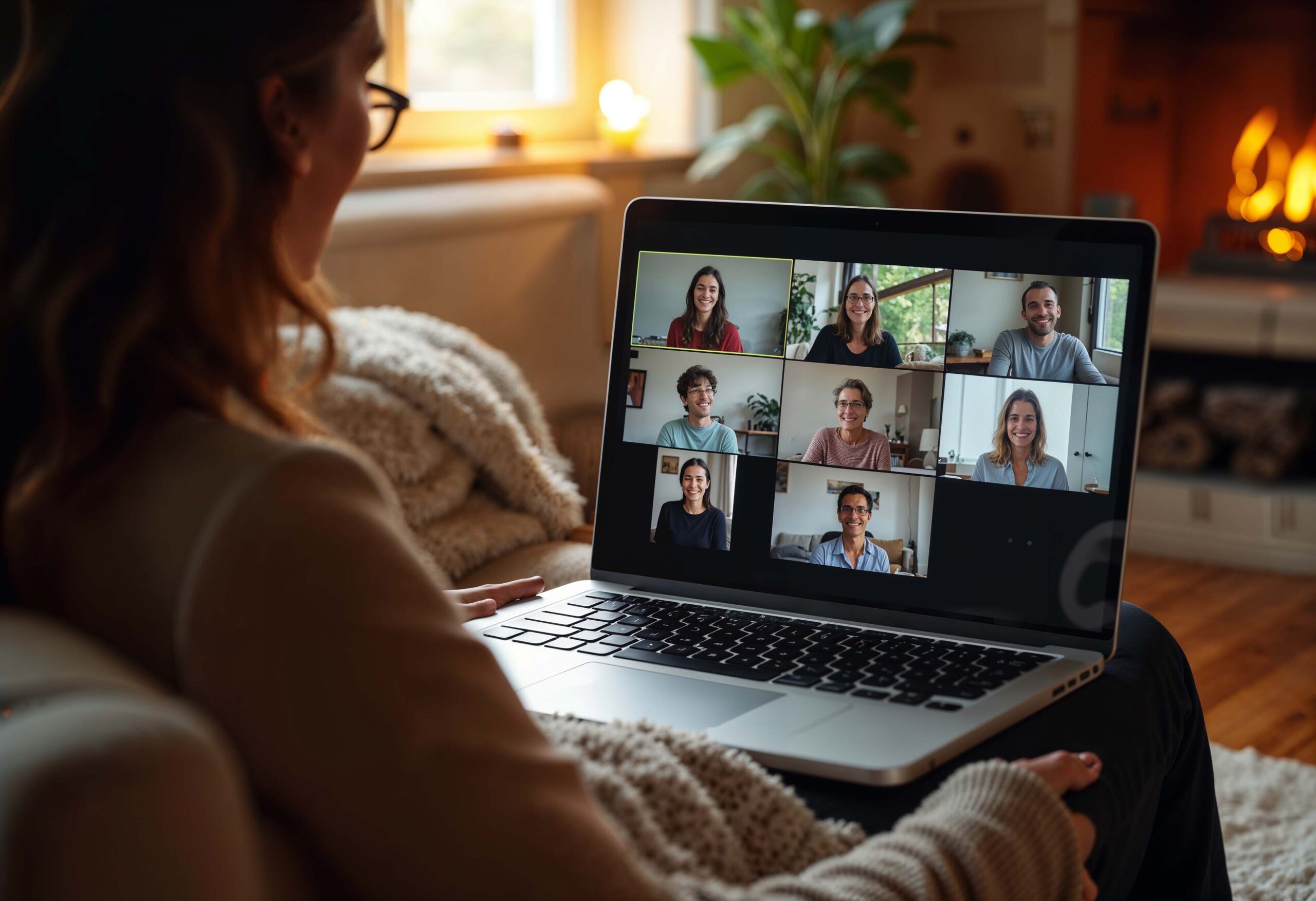 Team having zoom meeting